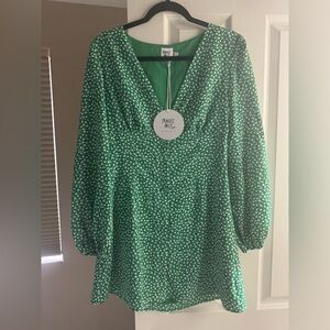 Princess Polly Green Floral Long Sleeve Dress